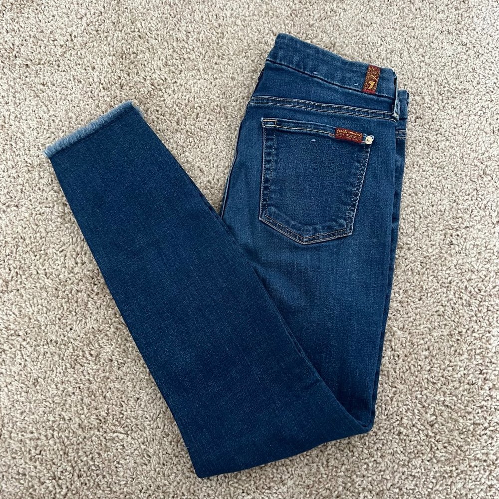 7 For All Mankind The Ankle Skinny Jean Size 27 Frayed Hem